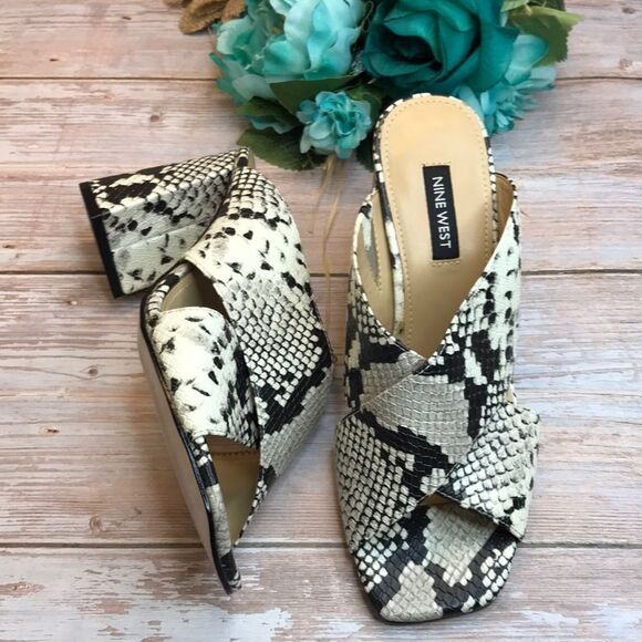 Nine West Shoes - Nine West Snake Print GIGI Block Heel Sandals